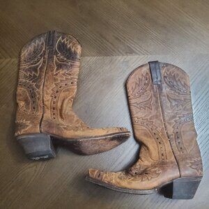 Women's Dan Post brown leather cowboy boots size 6.5